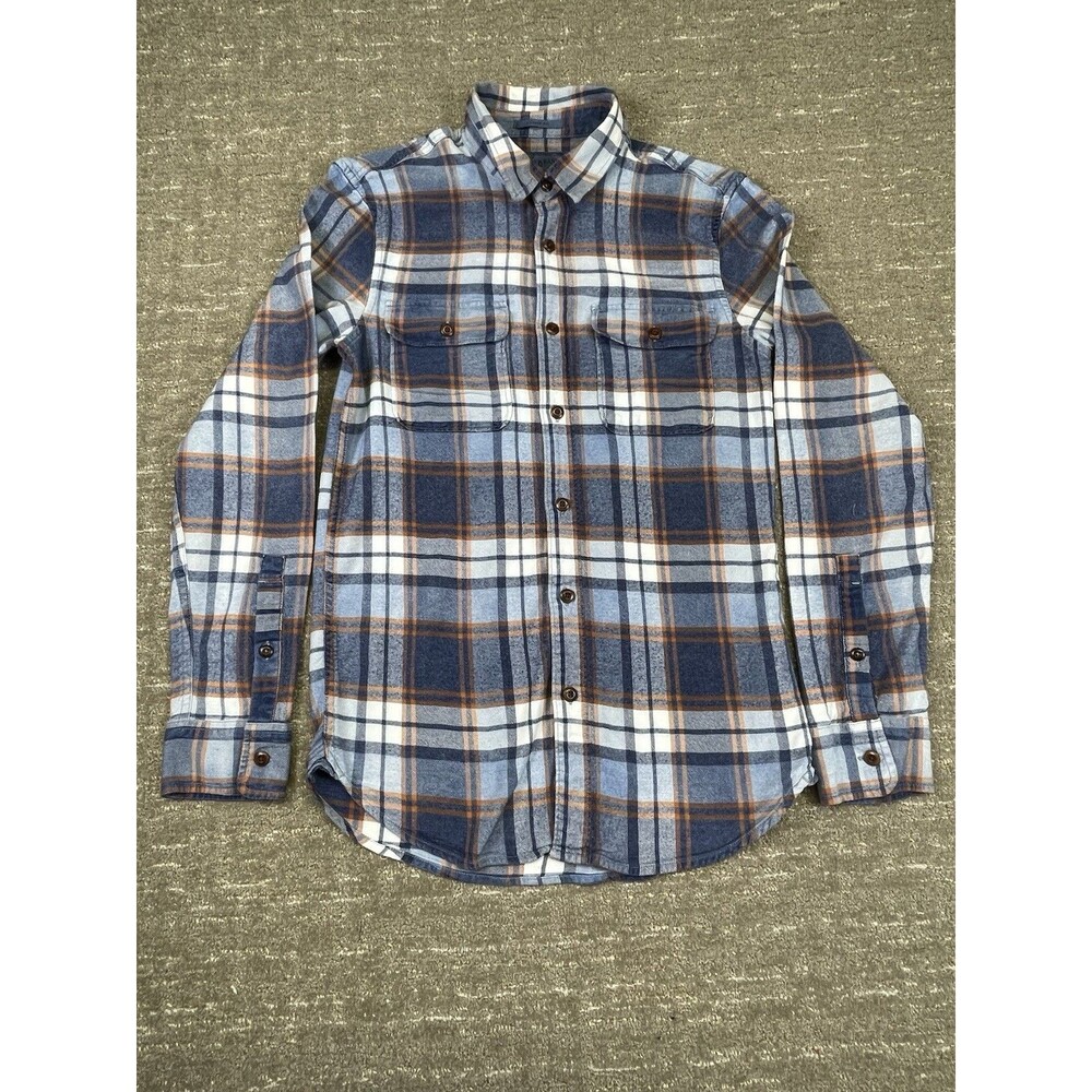 Lucky Brand Flannel Shirt Mens S Small True Indigo Blue Classic Fit Button Up